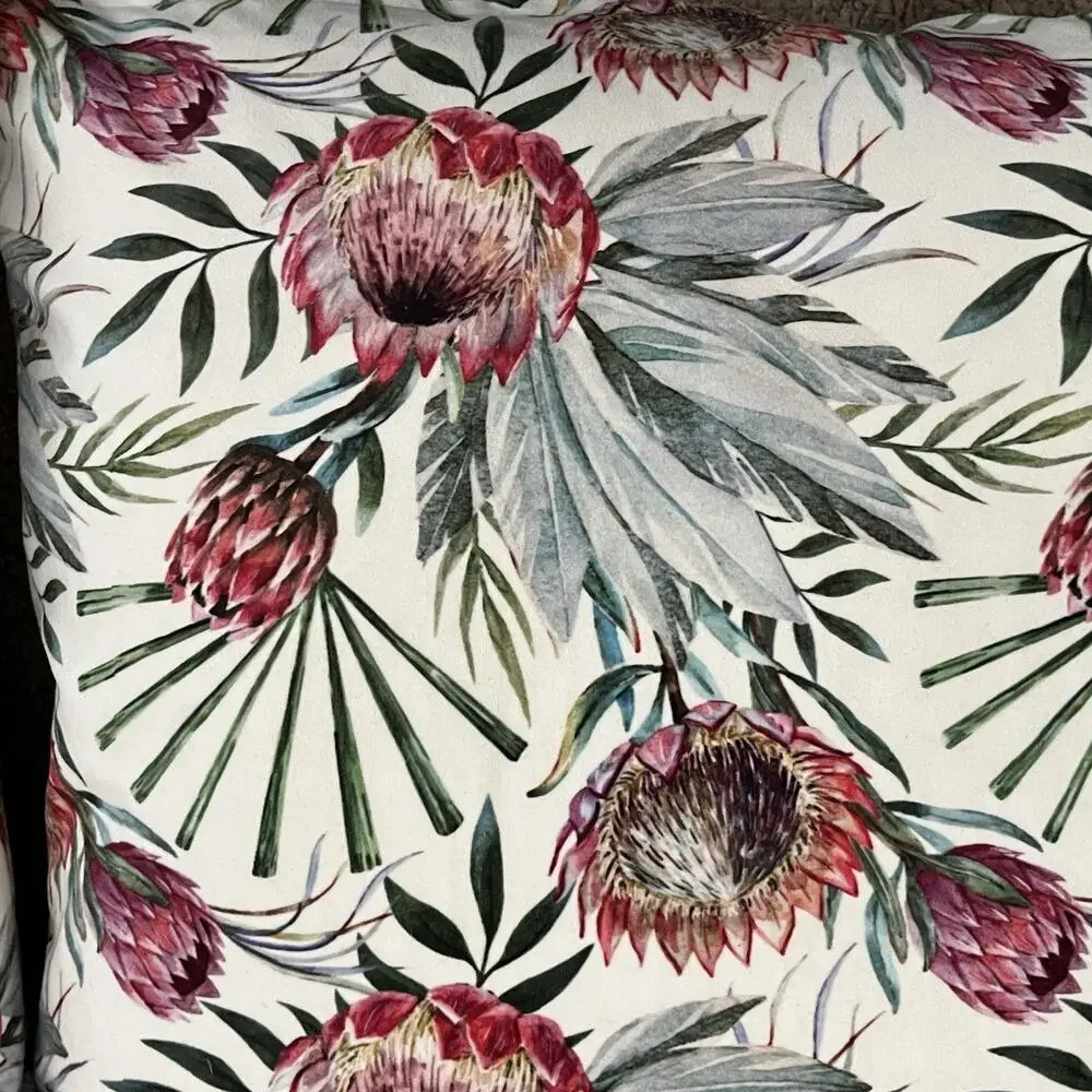 Macodesign 2 Square Pillow Covers Botanical Floral Velvet 14” x 14” Poland Decor